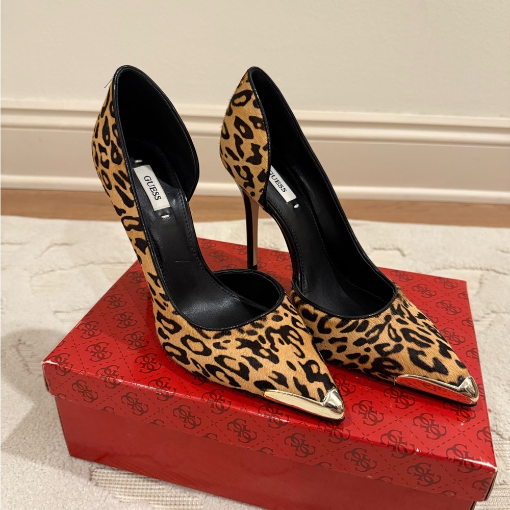 Guess Animal Print Stilettos with Black Detail
